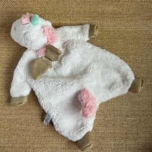 Douglas Baby Unicorn Shlumpie Plush Lovey Blanket 16" White Pink Gold
